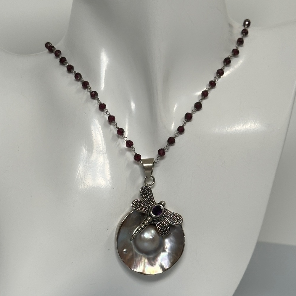 Ben Bridge 100% Authentic 925 sterling silver Amethyst Gem and Pearl necklace